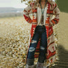 Printed top long sleeve woolen coat