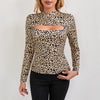 Leopard Print Round Neck Sexy Long Sleeve T-shirt