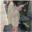 Fashion casual loose cotton hemp suit coat