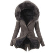 Fur collar drawstring solid color warm cotton coat