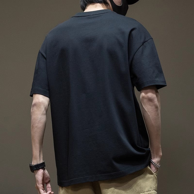 Summer Crew Neck Short Sleeve T-shirt Loose Three-dimensional