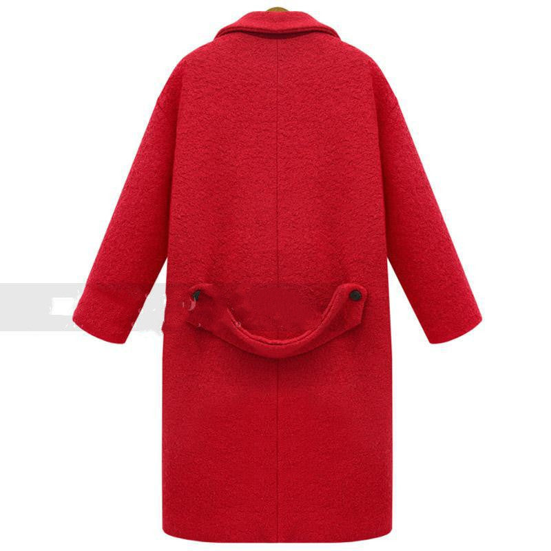 Women's Suit Collar Solid Color Padded And Cotton Woolen Coat