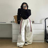 Retro Three Bars Casual Sports Pants Female Wide Leg Sweatpants