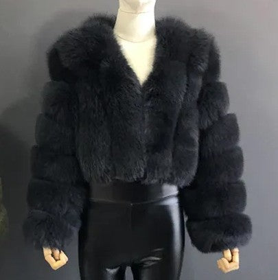 New Fur Women's Coat Short Stitching Long Sleeve