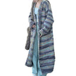 Hooded Striped Sweater Coat Idle Style Long Knitted Cardigan