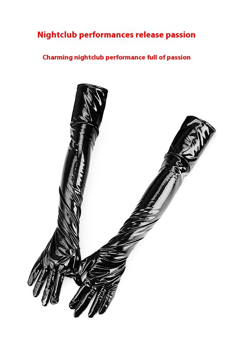 Sexy Gloves Black Leather Bar Performance Pole Dance Auxiliary Tools Dark High Elasticity Sleeve Cover