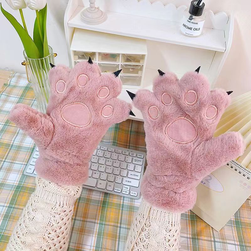 Cat's Paw Gloves Warm-keeping And Cold-proof Fleece-lined