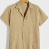 Solid Color Casual Loose-fitting Pleated Short Sleeve Top Comfortable Single Breasted