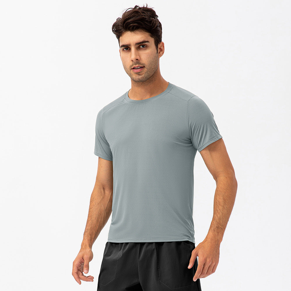 Men's Loose Running Quick Drying Clothes Round Neck T-shirt Sweat-absorbent Breathable Fitness Sports Casual Short Sleeve Clothes