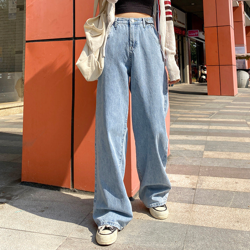 Wide Leg Jeans Vertical Fit Mopping Pants