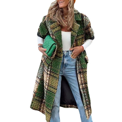 New European And American Women's Fashionable Long Sleeve Lapel Coat Printing