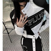 Motorcycle Jacket Coat Top High Waist Short Skirt Two-piece Set