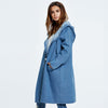 European And American Hooded Long Cardigan Denim Jacket Coat