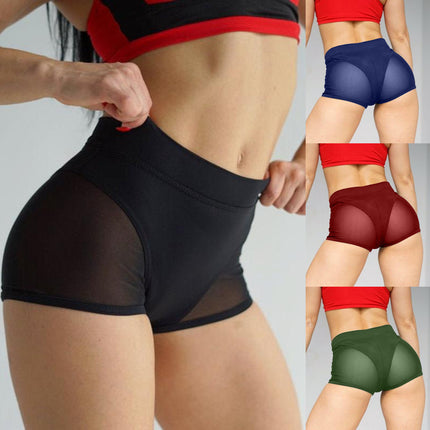 Mesh Stitching Personality  Sports Yoga Stretch Shorts