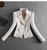 Skinny stand collar leather jacket