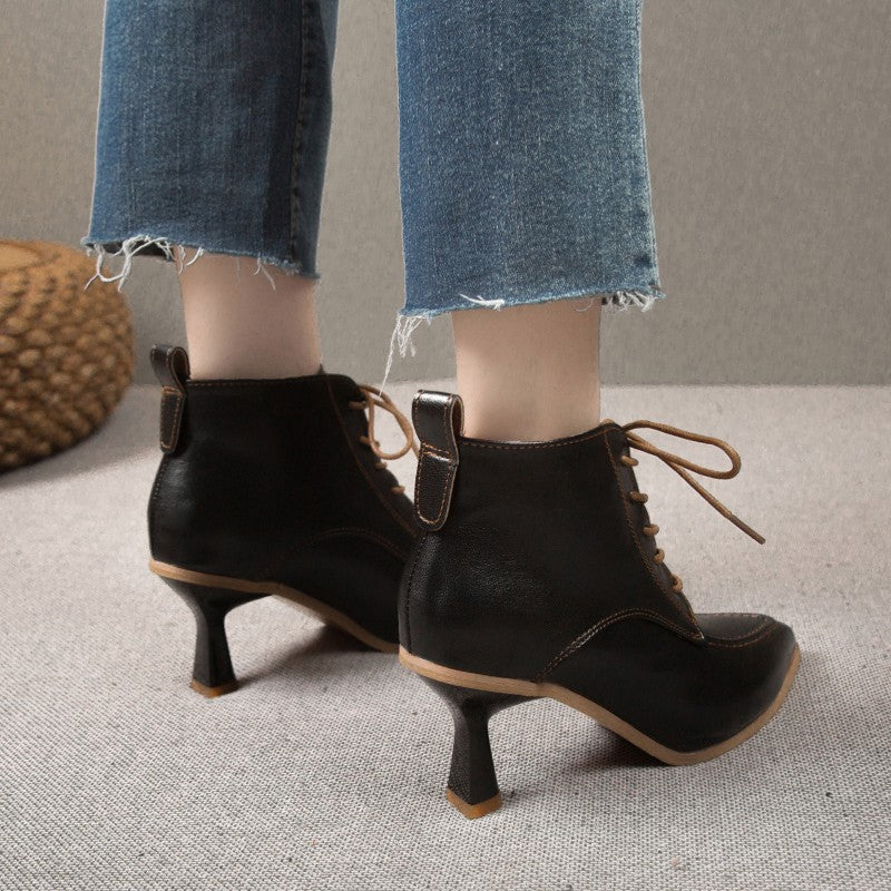 French Retro Pointed Women's Stiletto Heel Ankle Boots