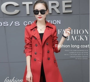 Slim Women Trench Coat Plus Size Mid-length