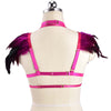 Colorful Goth Punk Harness Feather Lingerie Prom Show Bra