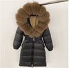 Women's Long Cinched Hoodie Real Fox Fur Collar Coat