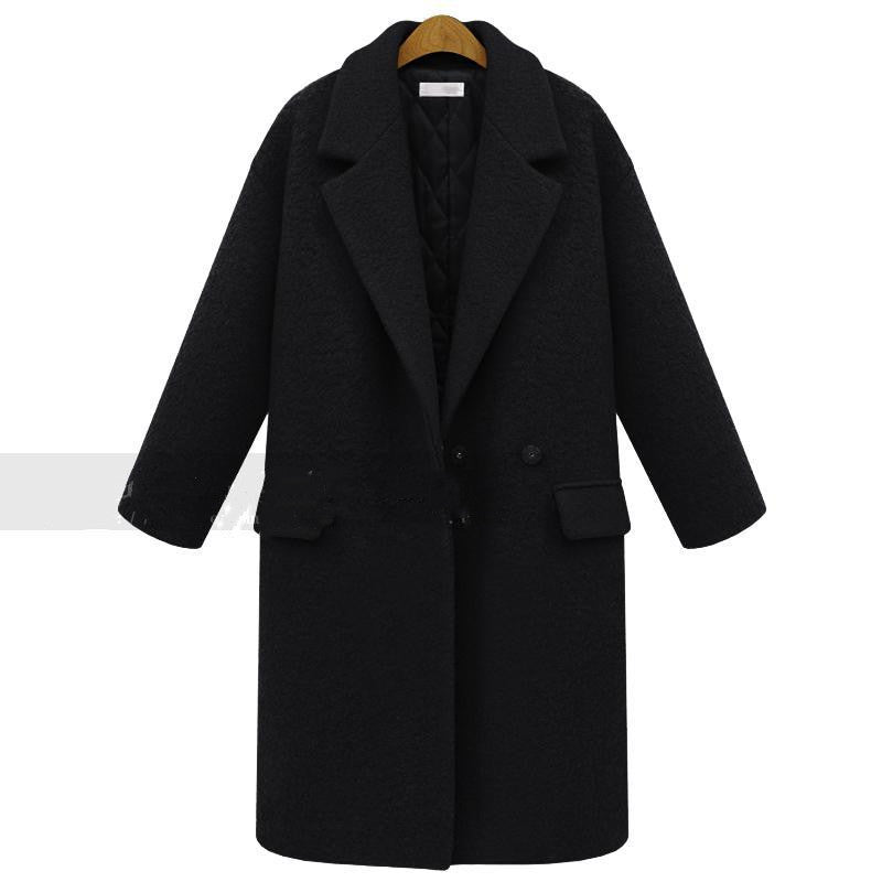 Women's Suit Collar Solid Color Padded And Cotton Woolen Coat