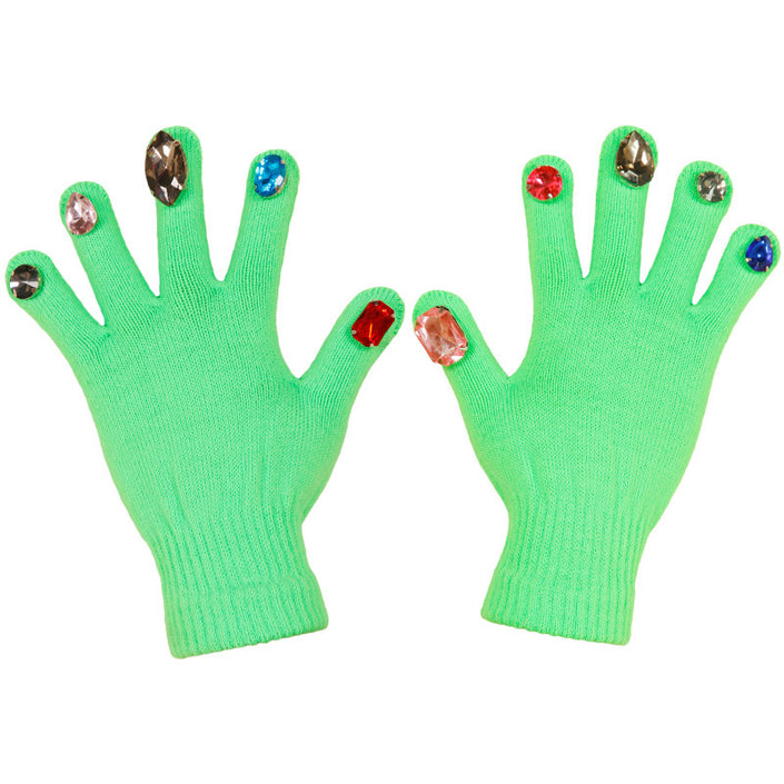 Personality Creative DIY Split Finger Colored Diamond Knitted Gloves