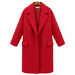 Women's Suit Collar Solid Color Padded And Cotton Woolen Coat