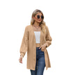 Long Sleeve Solid Color Loose Cardigan Top Women's Knitting Coat