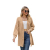 Long Sleeve Solid Color Loose Cardigan Top Women's Knitting Coat