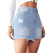 Slim-fit Ripped Denim Skirt For Women