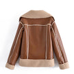 Winter Warm Reversible Jacket With Pockets And Lapel Long-sleeved Coat