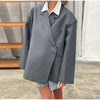 Lapel Side Slit Suit Jacket Women's Loose