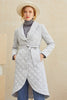 Single-breasted Temperament Women's Silver Warm Cotton Coat Mid-length Slim Coat Silver Gray Waist