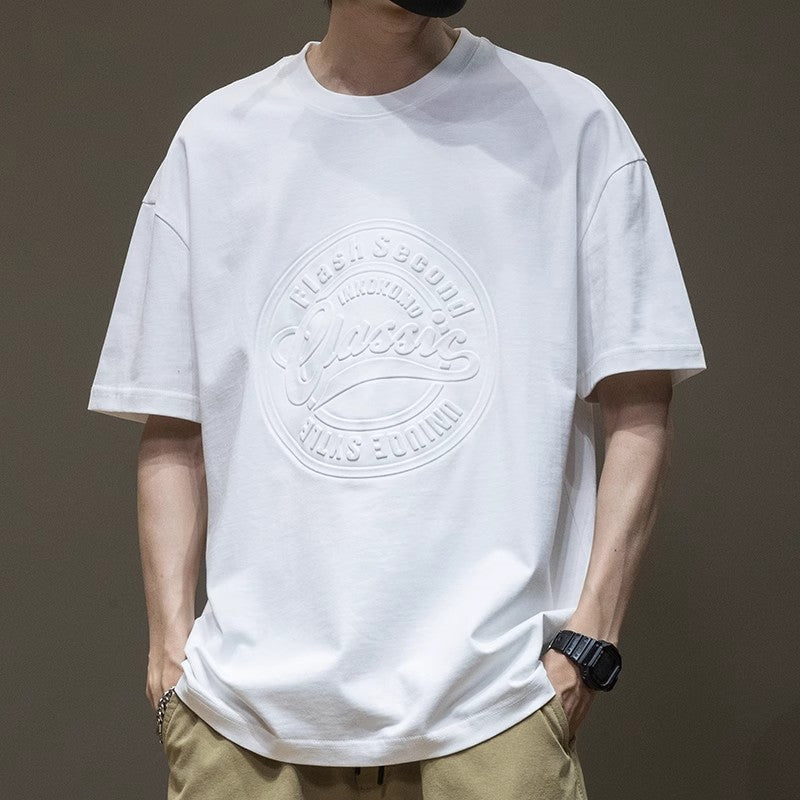 Summer Crew Neck Short Sleeve T-shirt Loose Three-dimensional