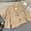 Polo Collar Loose Fitting Long Sleeved Trench Coat Single Breasted