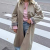 Polo Shirt Trench Coat For Women Khaki Single-breasted