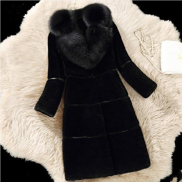 Women's Medium Length Sheep Sheared Fur Coat