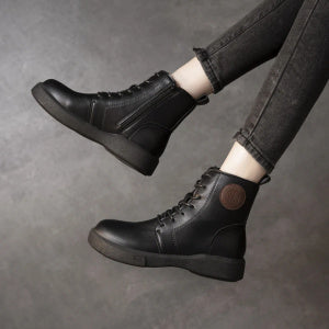 Women's Short Lace-up Flat Ankle Boots