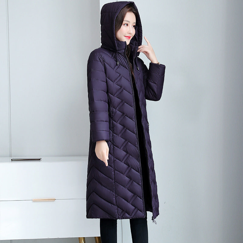 Linggra Chain Long Solid Color Detachable Cotton Jacket