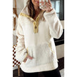 Loose Casual Style Lamb Wool Band Pocket Sweatshirt Women