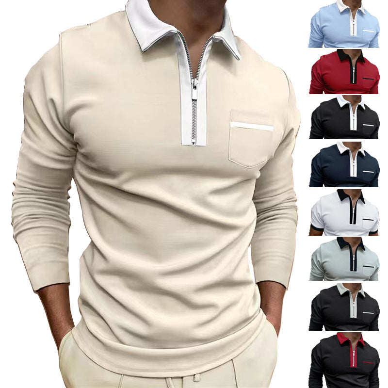 Fashion Slim Fit Pocket Long Sleeve Men's T-shirt