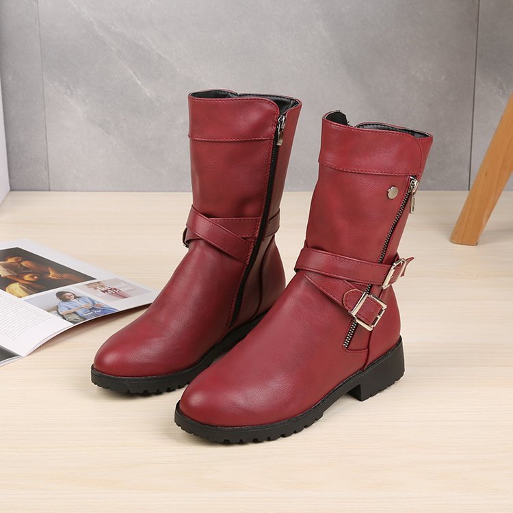 Low Heel Belt Buckle Fashion Martin Boots Women