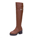 Over The Knee Boots High Chunky Heel Side Zipper