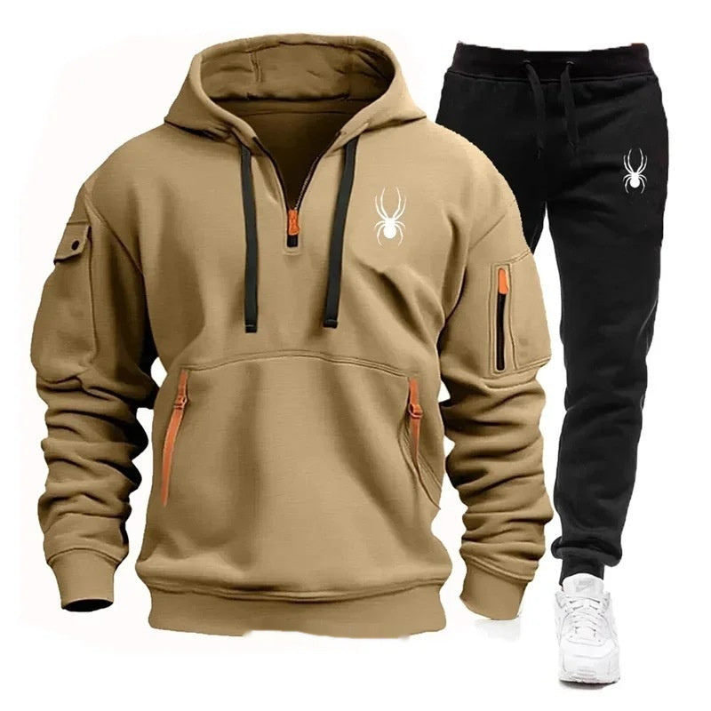 Casual Men's Pocket Polyester Sports Suit