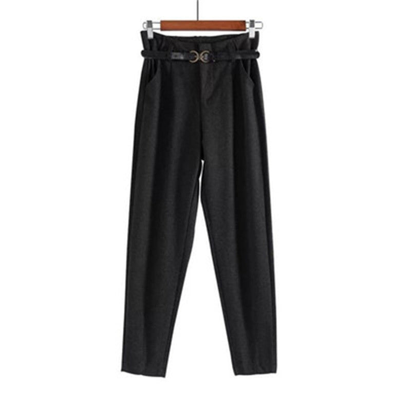 Women's Plus Velvet High Waist Casual Wide-leg Harem Pants