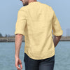 Men's Stand Collar Foreign Trade Cotton Linen Long Sleeve Shirt