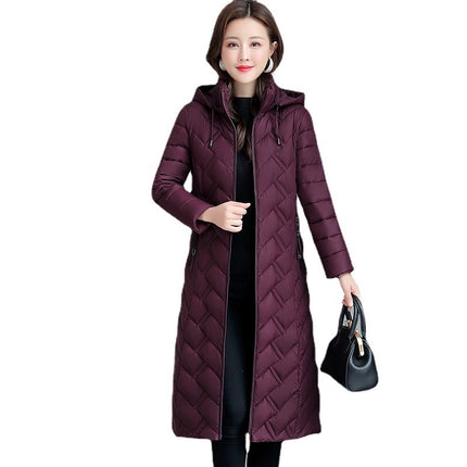 Linggra Chain Long Solid Color Detachable Cotton Jacket