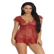 Women's Lingerie Plus Size Sleepwear Polyester Net Red Suit