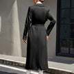 Mid-length High-grade Large Lapel Temperament Commute Lace-up Waist-controlled Black Coat