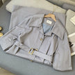 Polo Collar Loose Fitting Long Sleeved Trench Coat Single Breasted