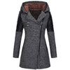 Hooded loose diagonal zipper woolen trench coat